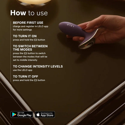 LELO product with user manual text on a dark background