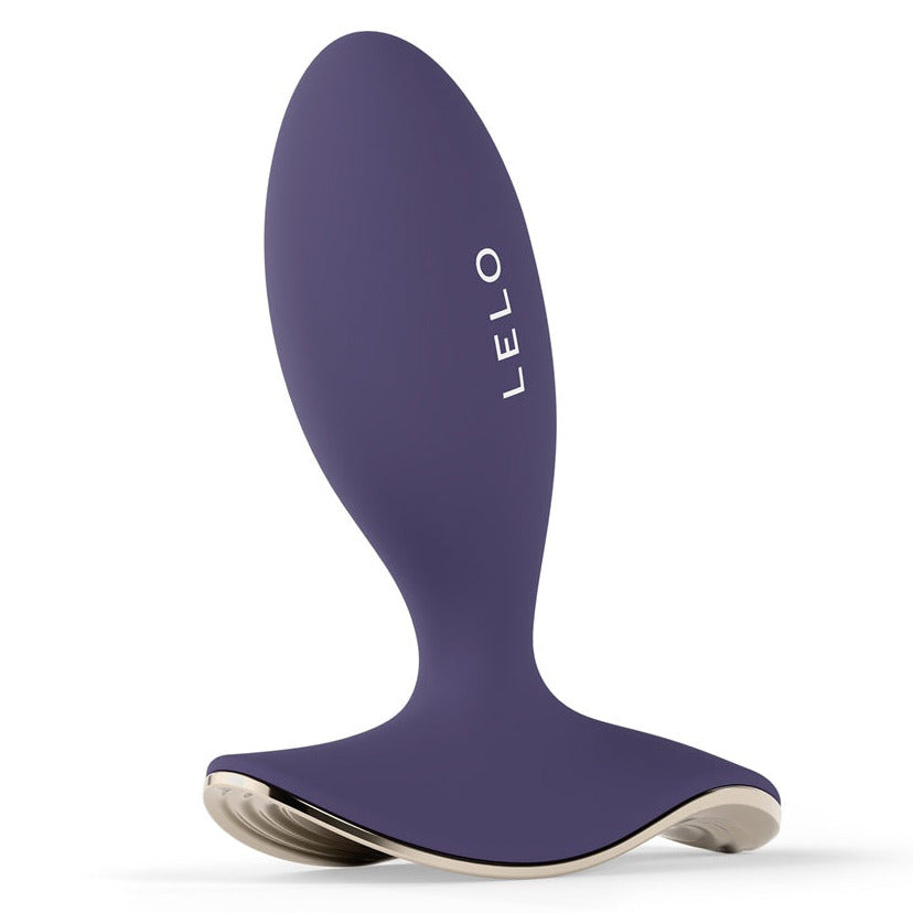 Purple silicone product with 'LELO' branding on a white background
