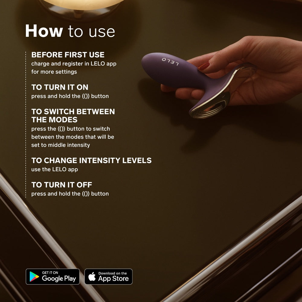 LELO product with user manual text on a dark background