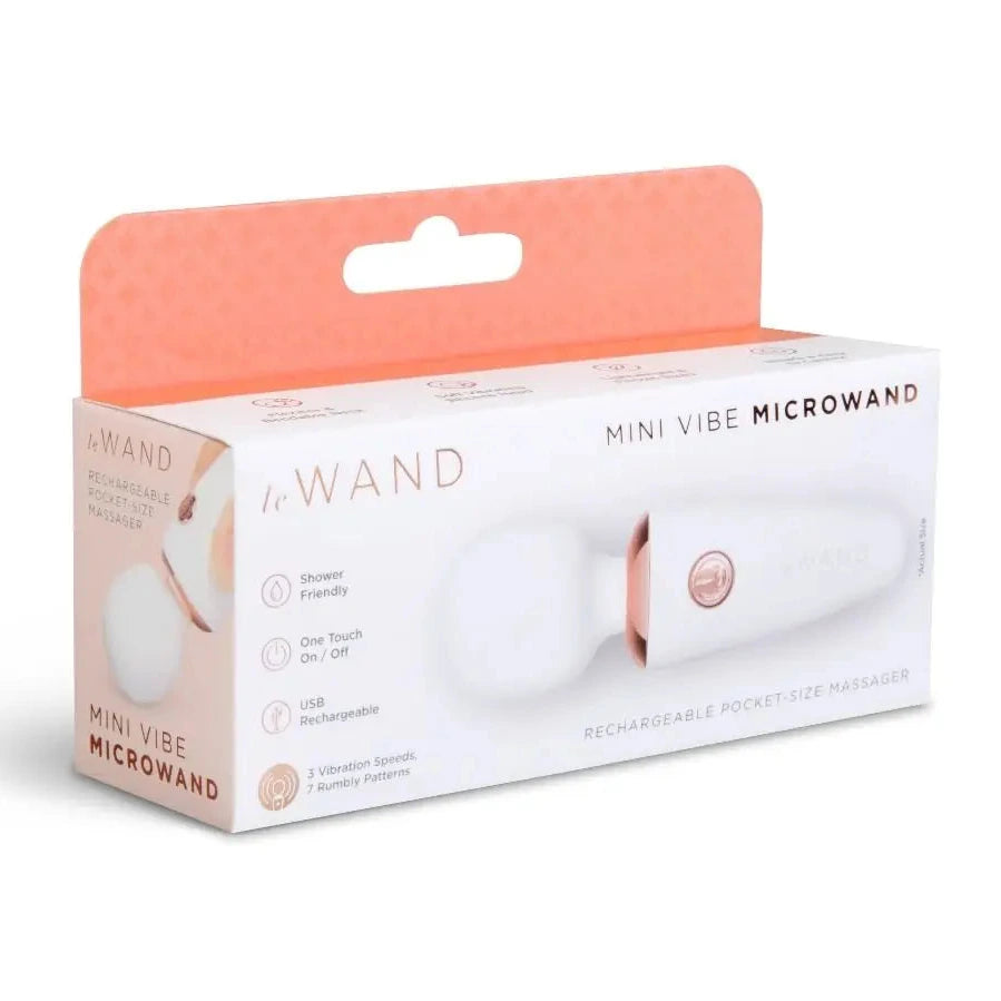 Box packaging of a 'Mini Vibe Microwand' product on a white background