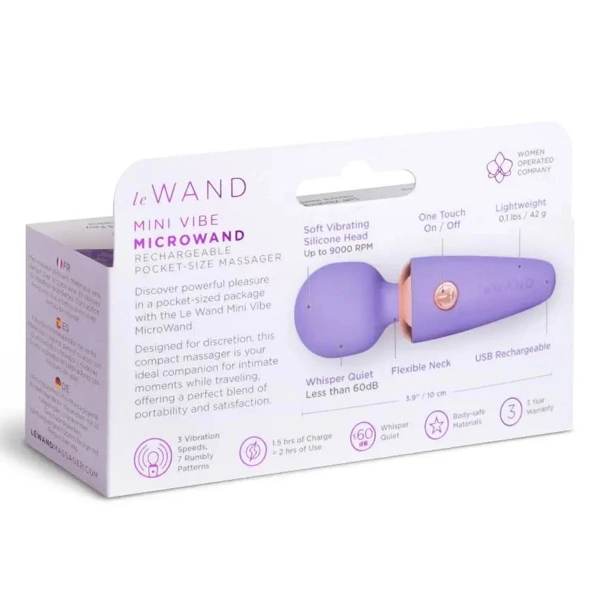 Purple Le WAND mini vibe microwand packaging on a white background