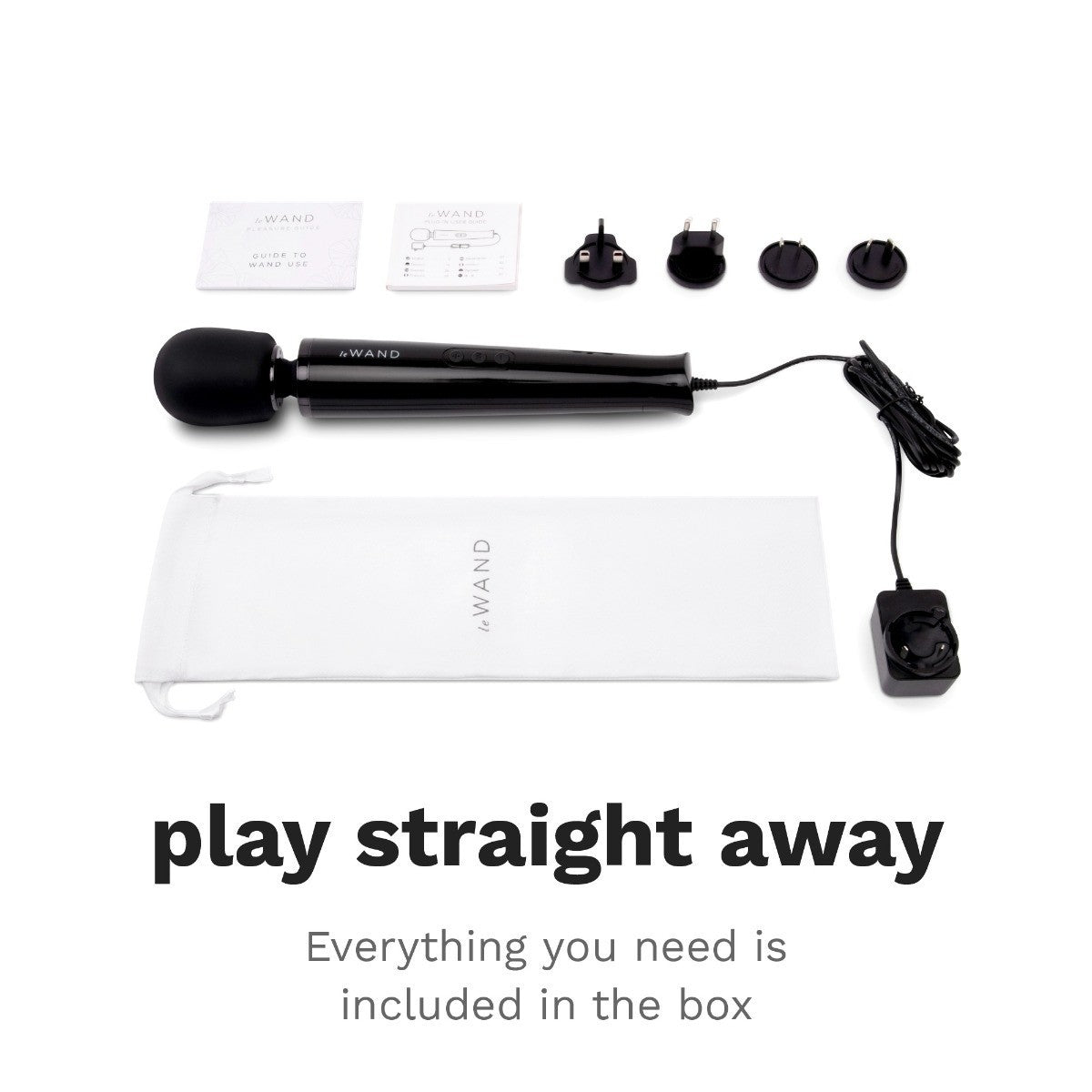 Le Wand Black Plug In Wand Vibrator Powerful Silicone Luxury Body Massager Vibe