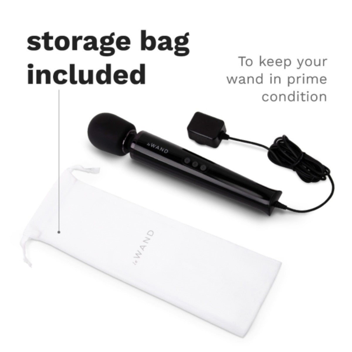 Le Wand Black Plug In Wand Vibrator Powerful Silicone Luxury Body Massager Vibe