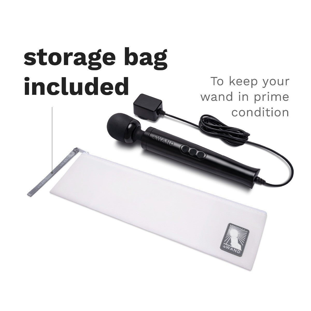 Le Wand Diecast Plug-In Vibrator Body Clitoral Massager Wand Soft Silicone Black