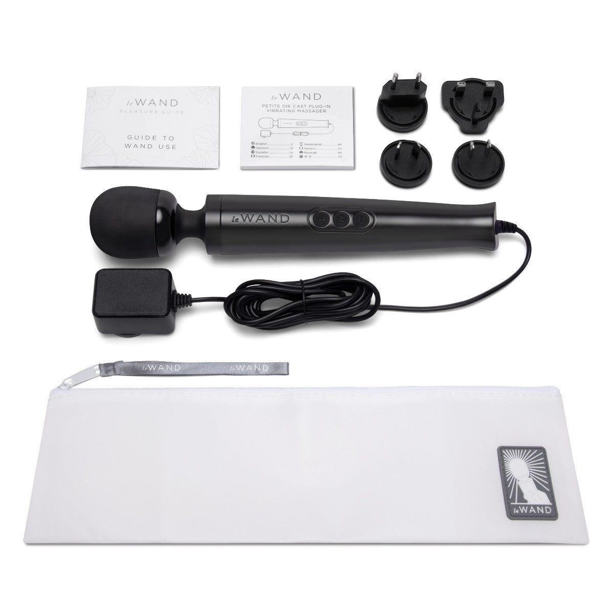 Le Wand Diecast Plug-In Vibrator Body Clitoral Massager Wand Soft Silicone Black
