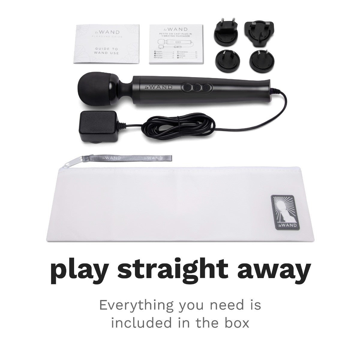 Le Wand Diecast Plug-In Vibrator Body Clitoral Massager Wand Soft Silicone Black