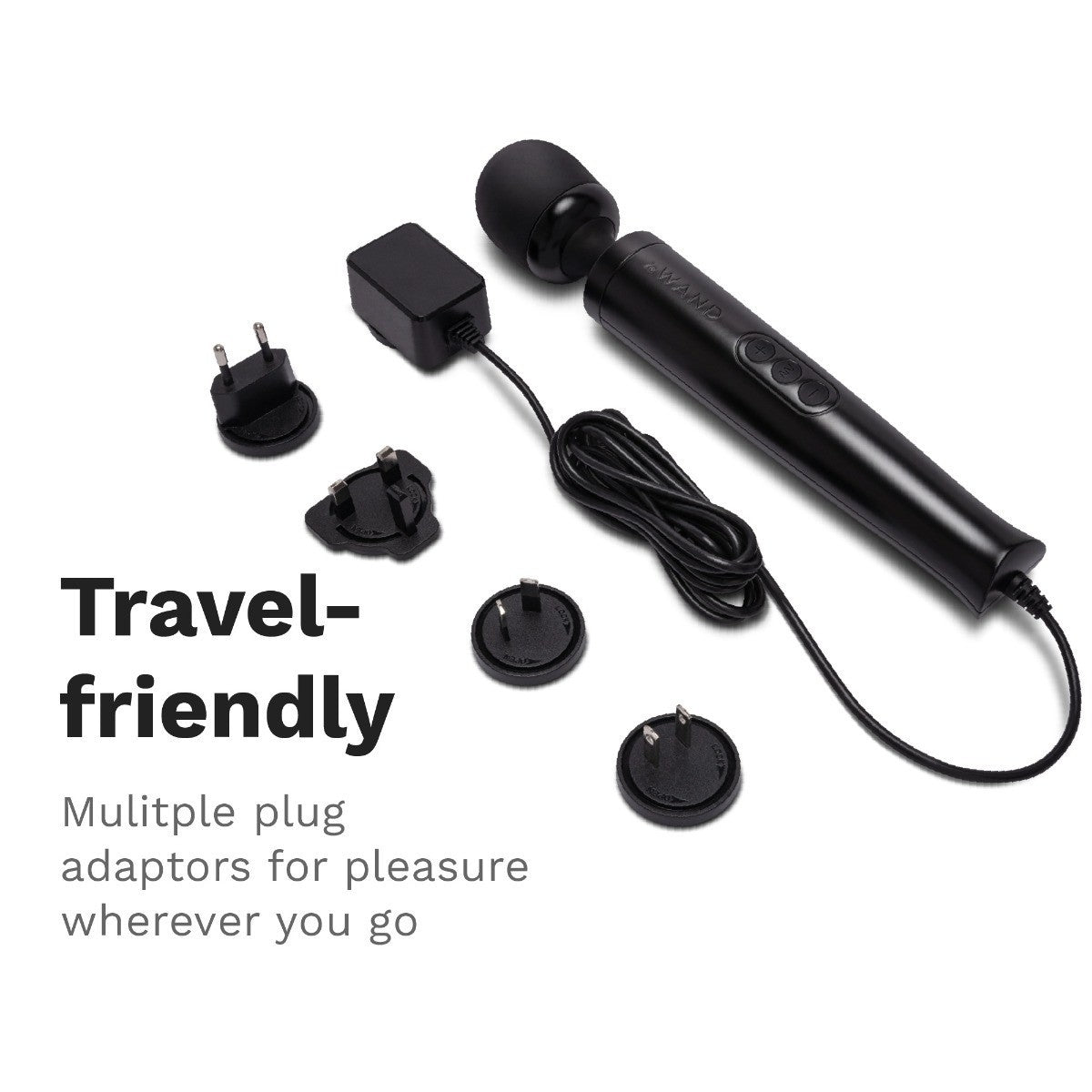 Le Wand Diecast Plug-In Vibrator Body Clitoral Massager Wand Soft Silicone Black