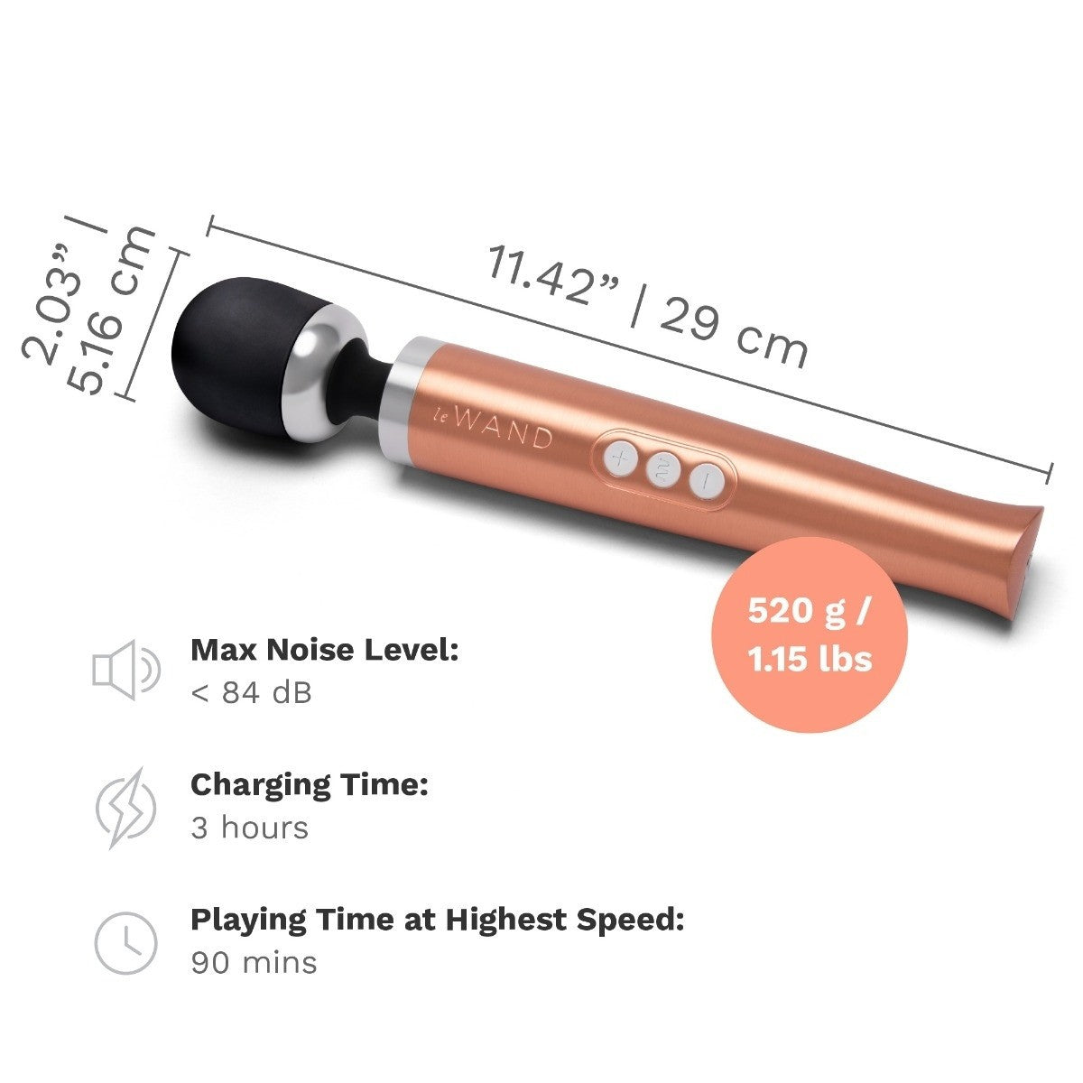 Le Wand Diecast Rose Gold Vibrator Clitoral Massager Wand Silicone Wireless