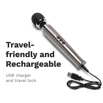 Travel-friendly and rechargeable USB charger with cable on a white background