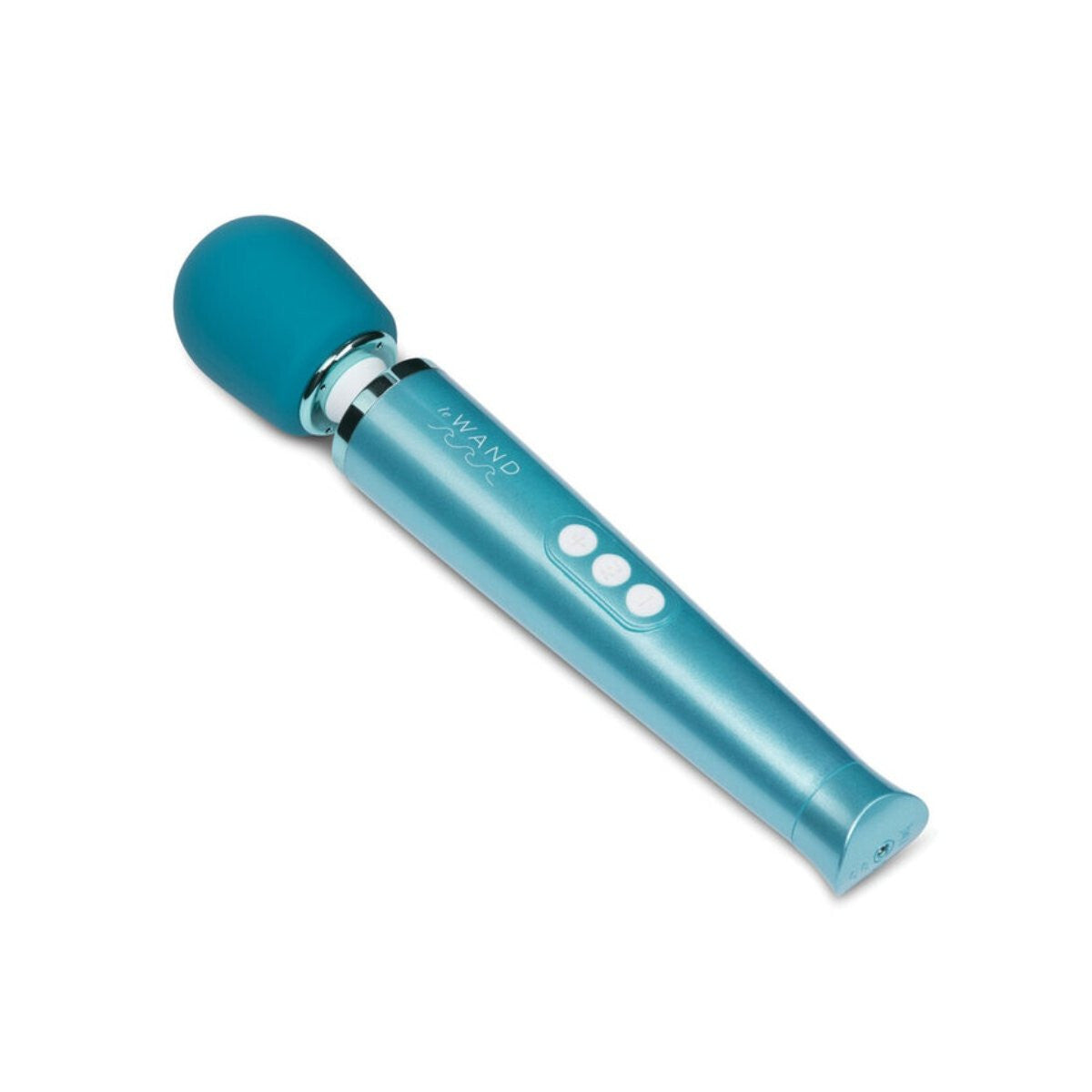 Turquoise handheld electronic device on a white background