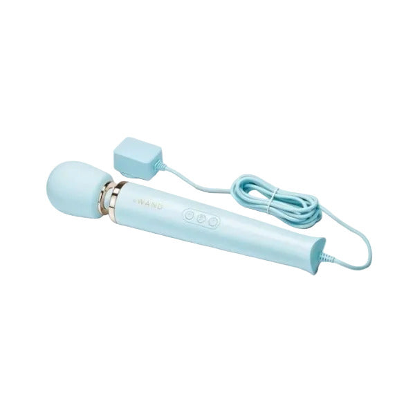 Le Wand Light Blue Plug In Wand Vibrator Powerful Silicone Body Massager Vibe