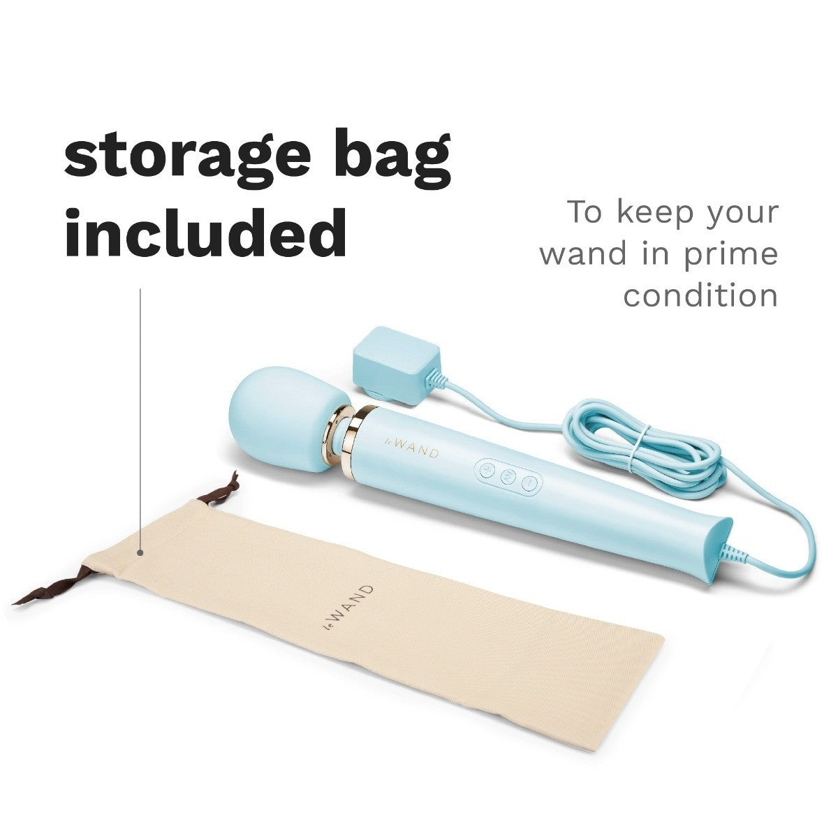 Le Wand Light Blue Plug In Wand Vibrator Powerful Silicone Body Massager Vibe
