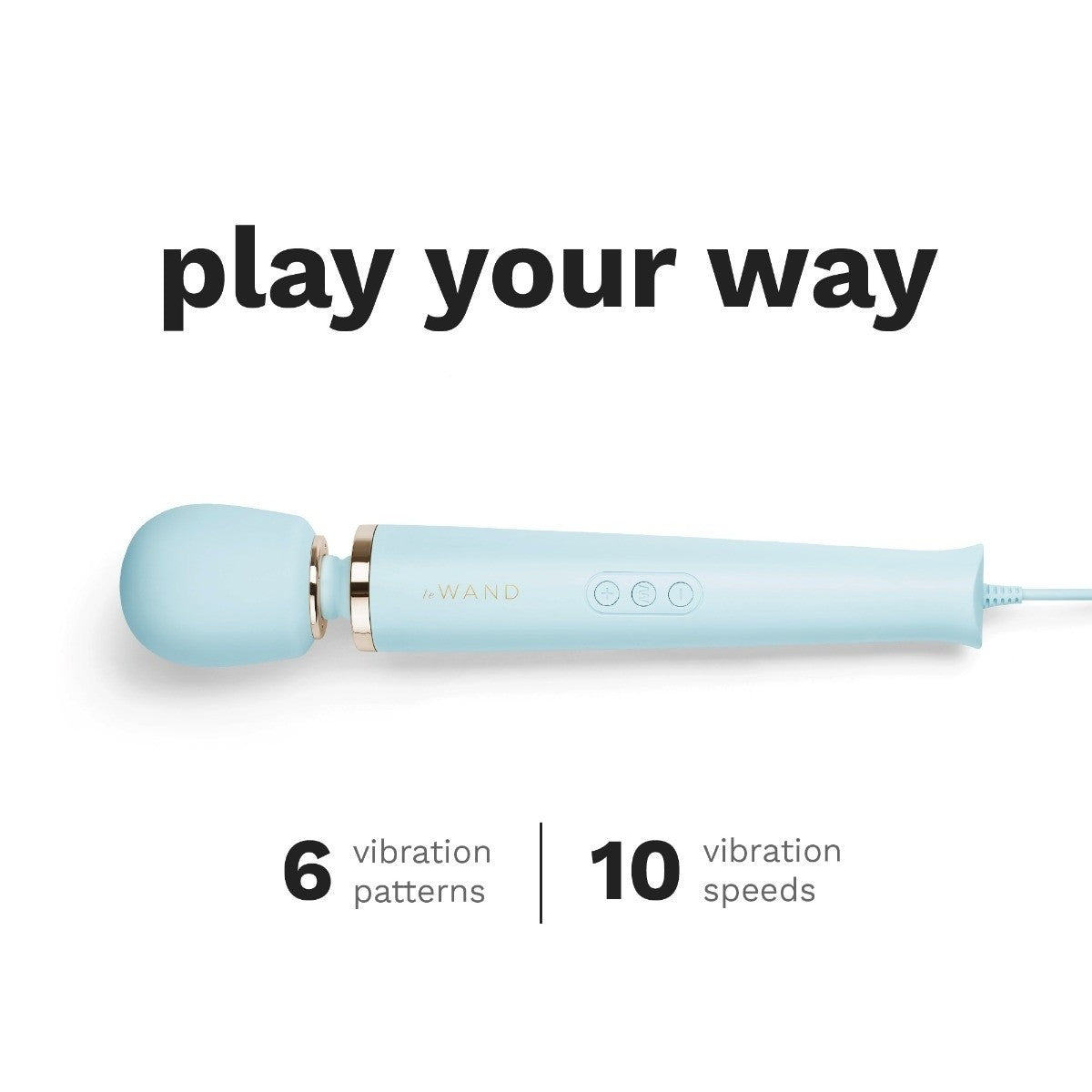 Light blue electronic device with text on a white background