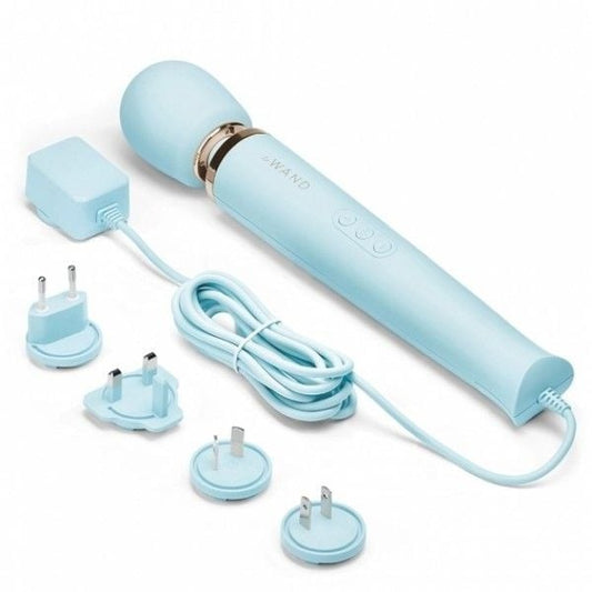 Le Wand Light Blue Plug In Wand Vibrator Powerful Silicone Body Massager Vibe