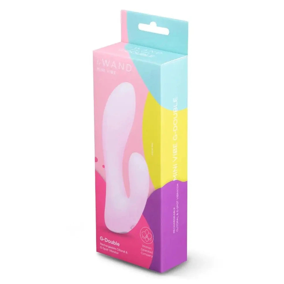 Le Wand Mini Vibe G-Double Rechargeable Rabbit Vibrator Massager on a white background