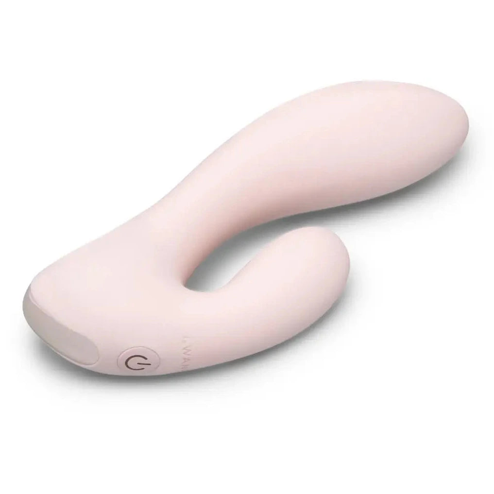 Pink silicone massage product on a white background