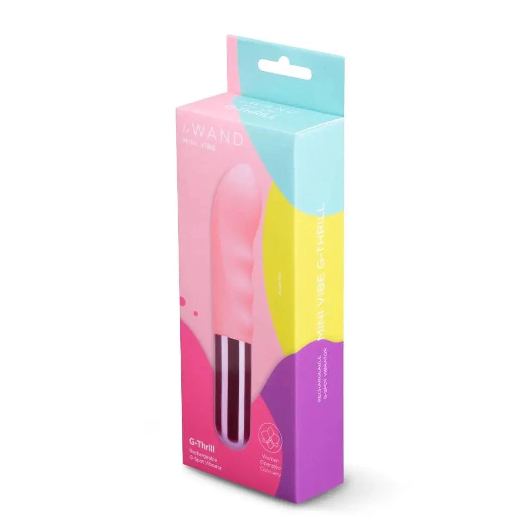 Colorful packaging of a Le Wand g-spot vibrator on a white background