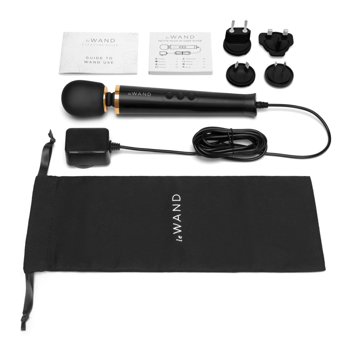 Le Wand massager tool with accessories on a white background