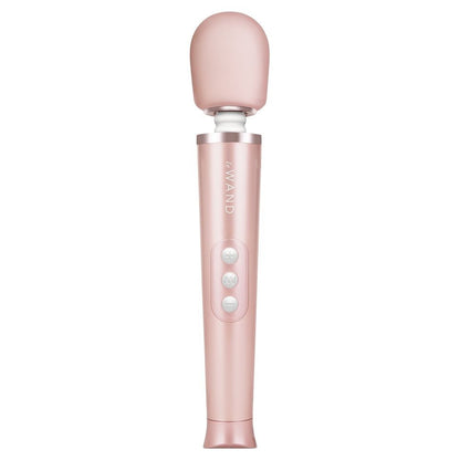 Pink handheld device with 'Le WAND' branding on a white background