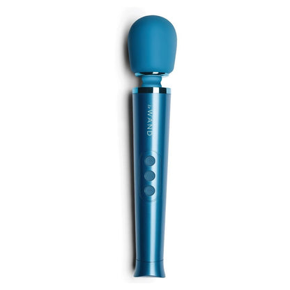 Blue handheld electronic massager on a white background