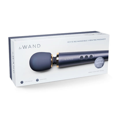 Le Wand petite rechargeable vibrating massager in packaging on a white background