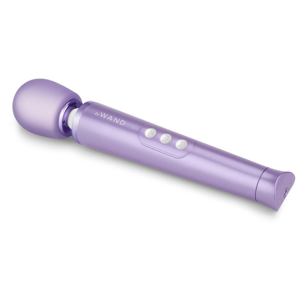 Purple electronic device labeled 'Le Wand' on a white background