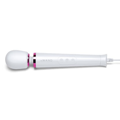 White handheld device with 'LE WAND' branding on a white background