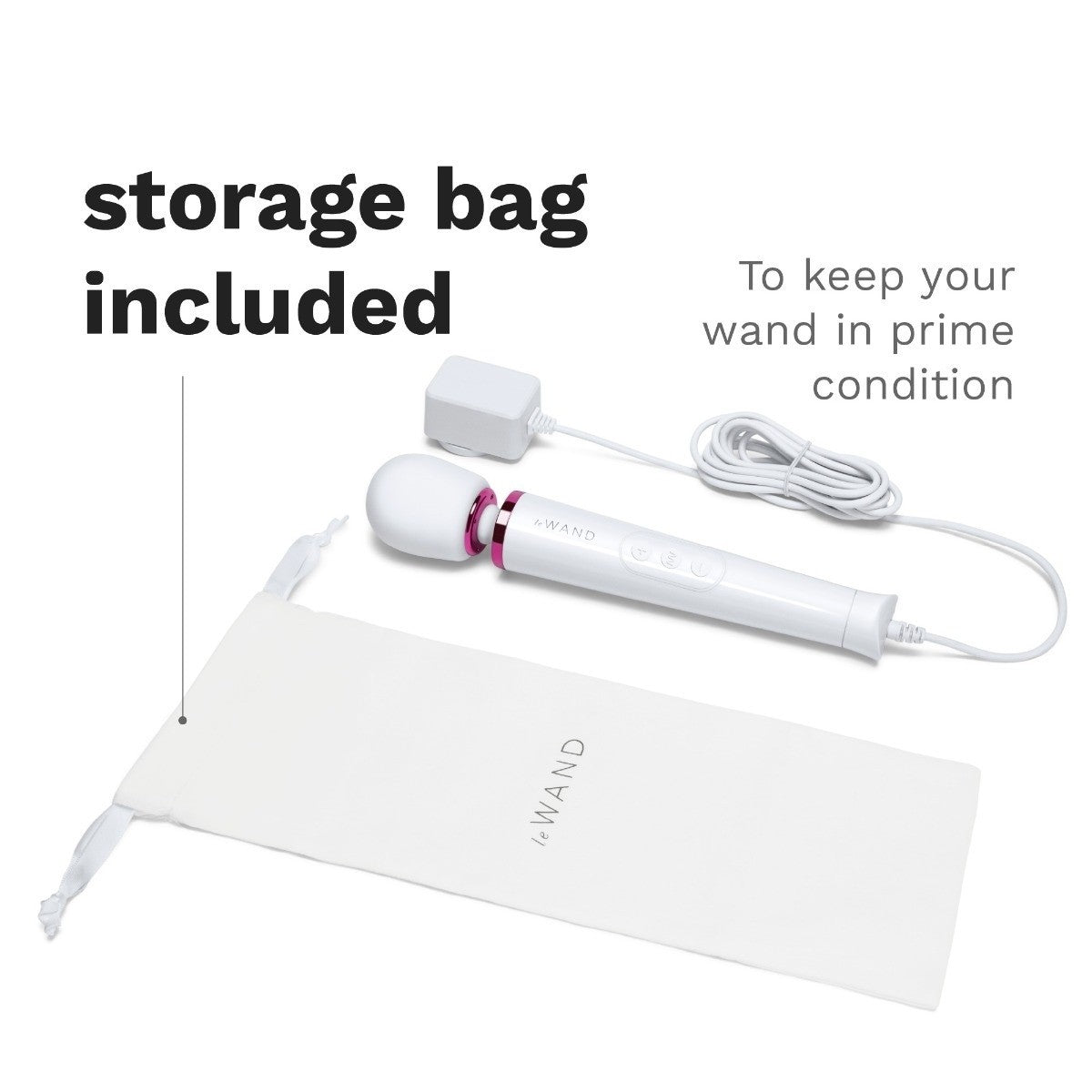 Le Wand Petite White Plug In Wand Vibrator Powerful Silicone Body Massager Vibe