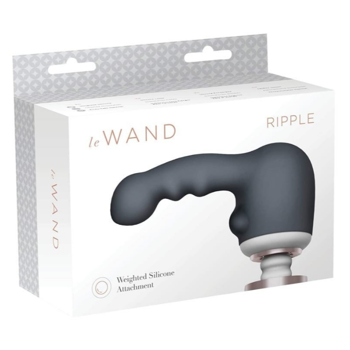 Le Wand Ripple weighted silicone wand g-spot attachment packaging on a white background