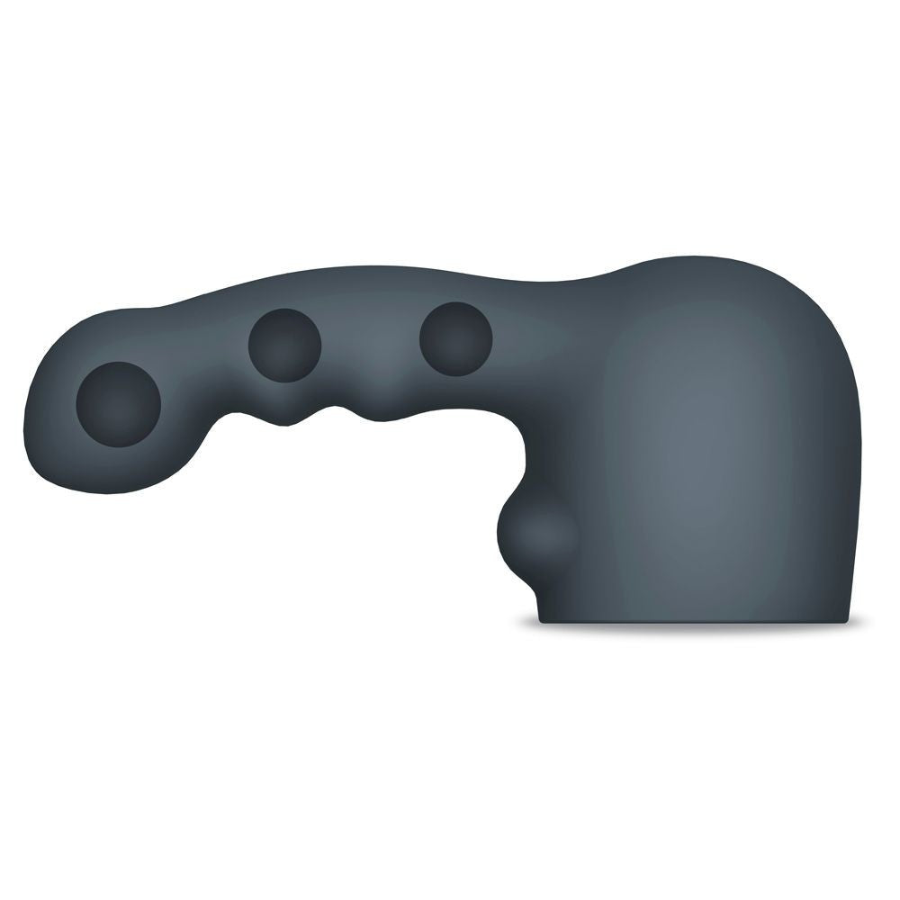 Black handheld massager on a white background