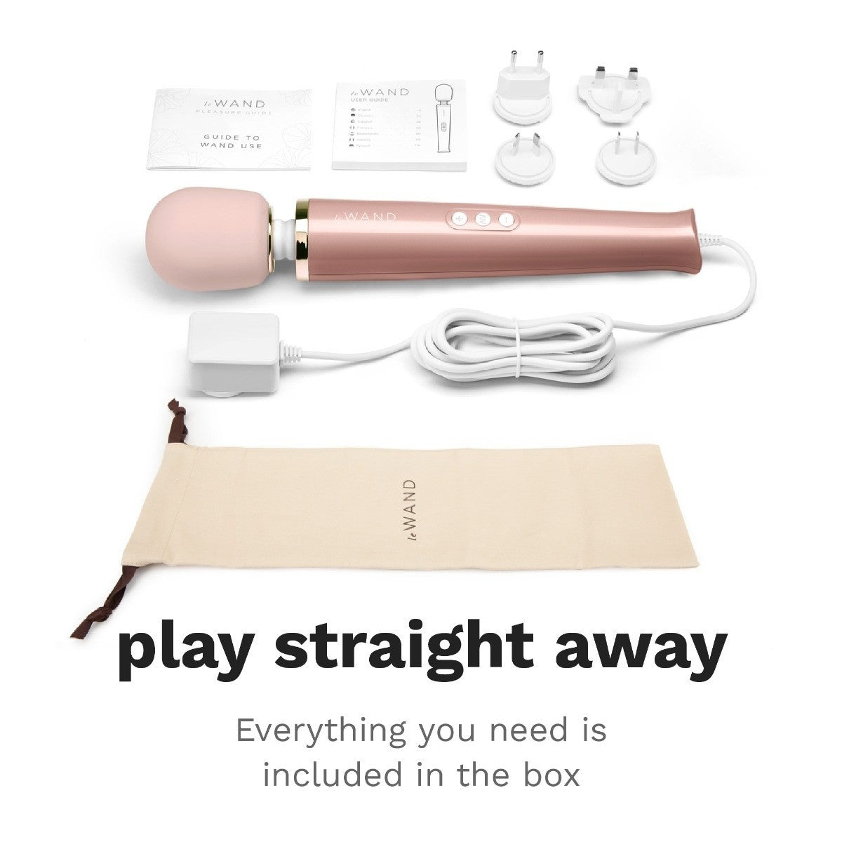 Le Wand Rose Gold Plug In Wand Vibrator Powerful Silicone Body Massager Vibe