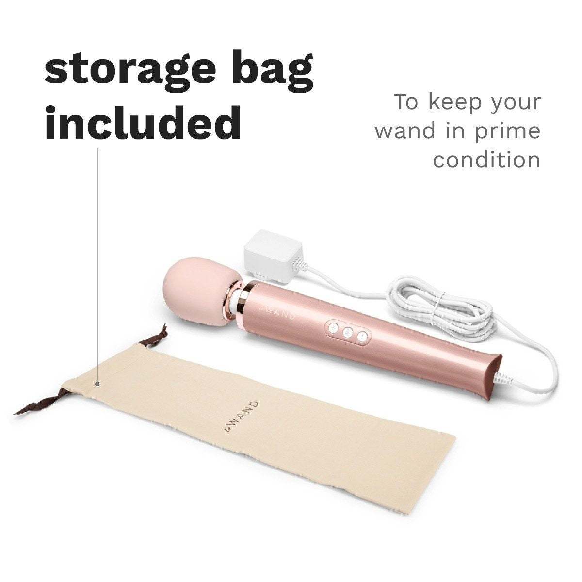 Le Wand Rose Gold Plug In Wand Vibrator Powerful Silicone Body Massager Vibe
