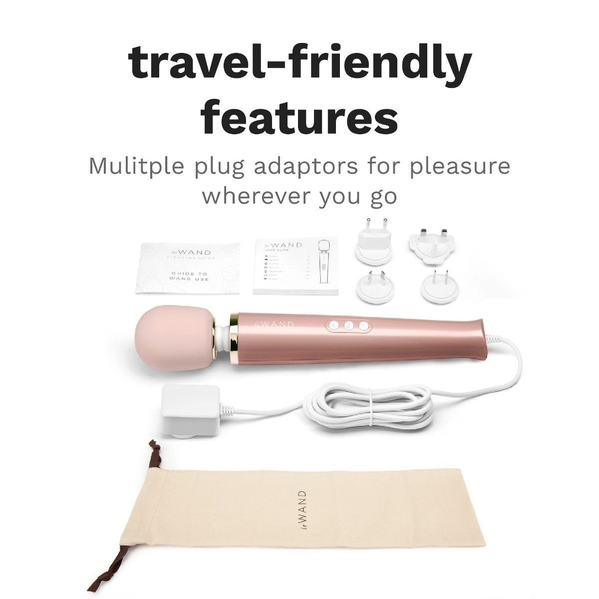Le Wand Rose Gold Plug In Wand Vibrator Powerful Silicone Body Massager Vibe