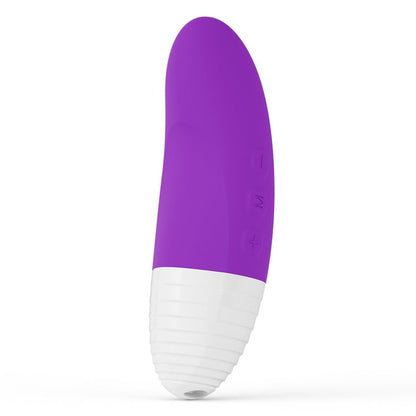 Purple and white clitoral massage vibrator device on a white background