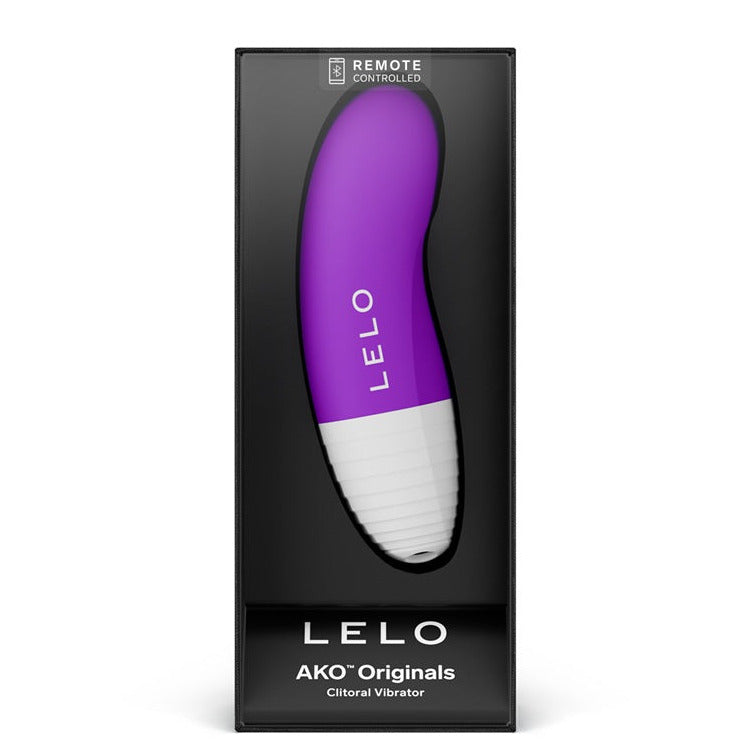 Purple and white clitoral massage vibrator device packaging on a white background