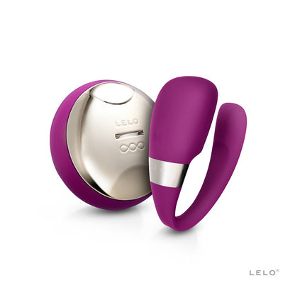 Purple and silver device with 'LELO' branding on a white background