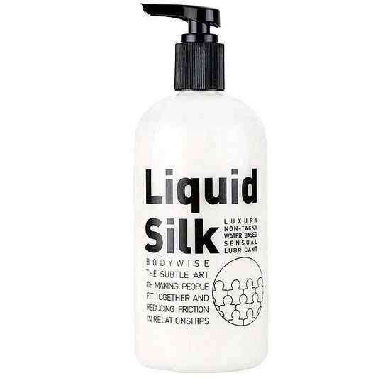 Liquid Silk Luxury Non-Tacky Water Based Sensual Lubricant White 250ml on a white background