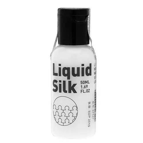Liquid Silk Luxury Non-Tacky Water Based Sensual Lubricant White 50ml on a white background