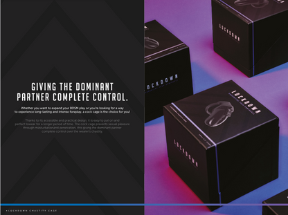 Black boxes with 'Lockdown' branding on a gradient purple and blue background
