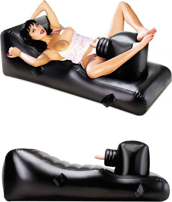 Inflatable lounge chair with a pump on a white background