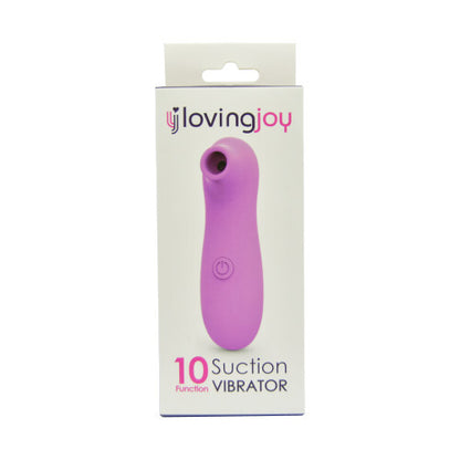 Pink suction vibrator packaging with 'loving joy' branding on a white background