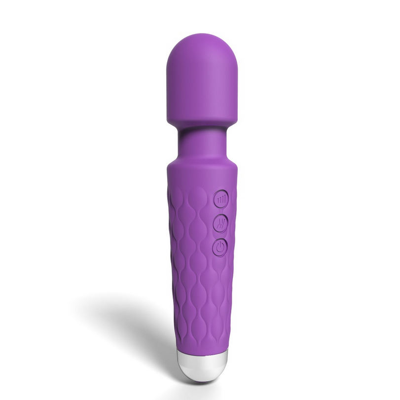 Purple handheld vibrator on a white background