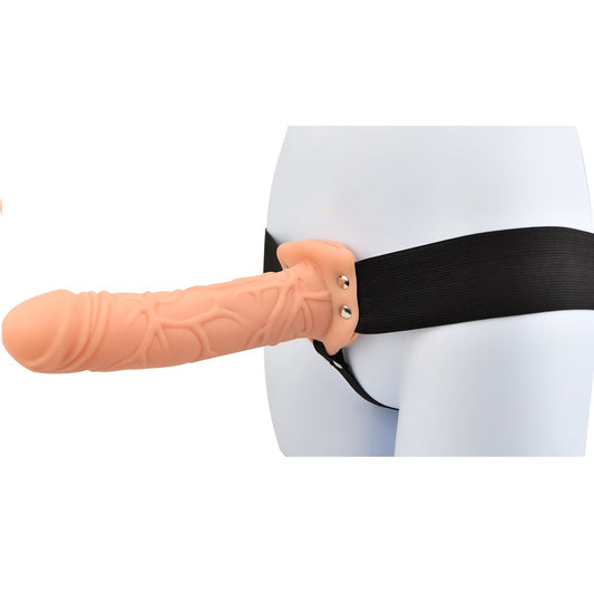 Loving Joy 8 Inch Hollow Pegging Strap-On Light Penis Extender on a white background