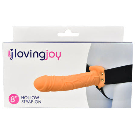 Loving Joy 8 Inch Hollow Pegging Strap-On Light Penis Extender on a white background