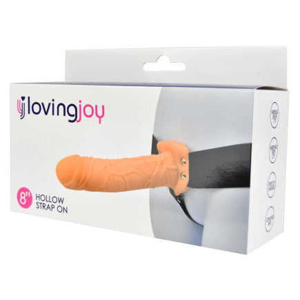 Loving Joy 8 Inch Hollow Pegging Strap-On Light Penis Extender on a white background