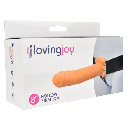 Loving Joy 8 Inch Hollow Pegging Strap-On Light Penis Extender on a white background