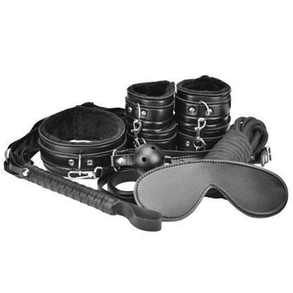 Loving Joy Beginners 8 Piece Bondage BDSM Restraint Kit Black on a white background