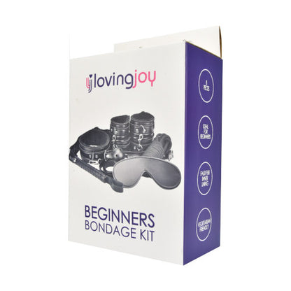 Loving Joy Beginners 8 Piece Bondage BDSM Restraint Kit Black on a white background