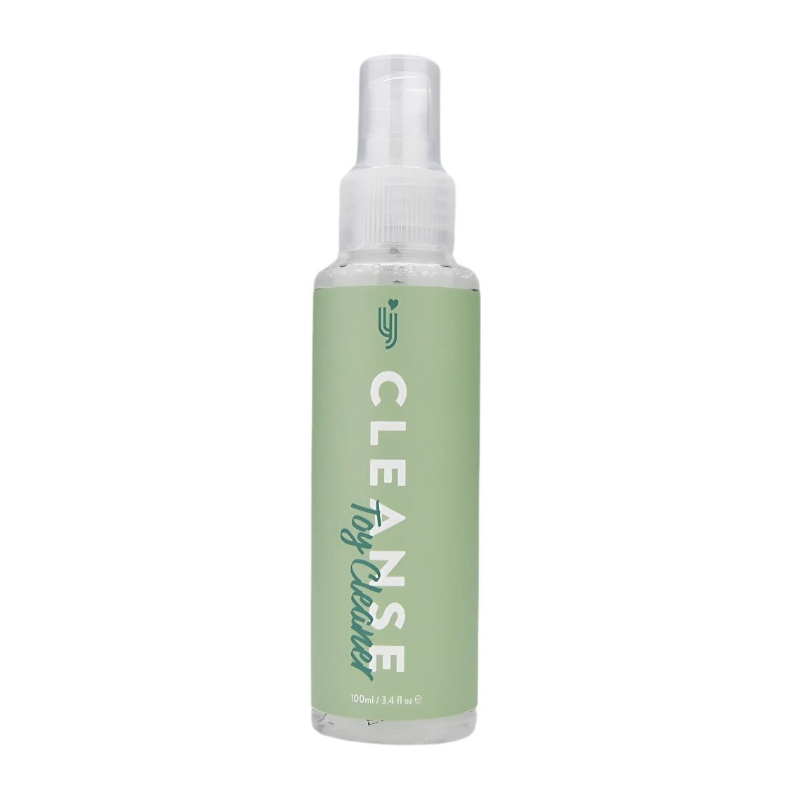 Green spray bottle labeled 'CLEANSE' on a white background