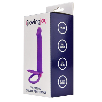 LovingJoy vibrating double penetrator packaging on a white background